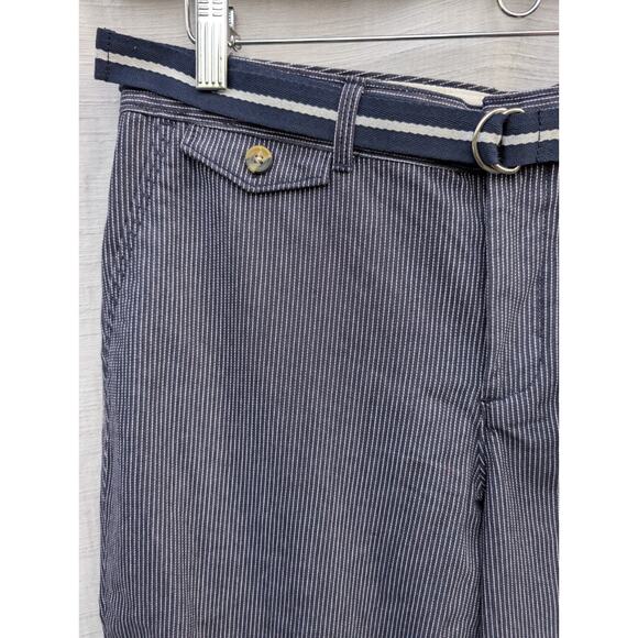 Dockers Womens Navy Pinstripe Capri Pants Sz 14 Truly Slimming Belted Soft - Picture 2 of 7